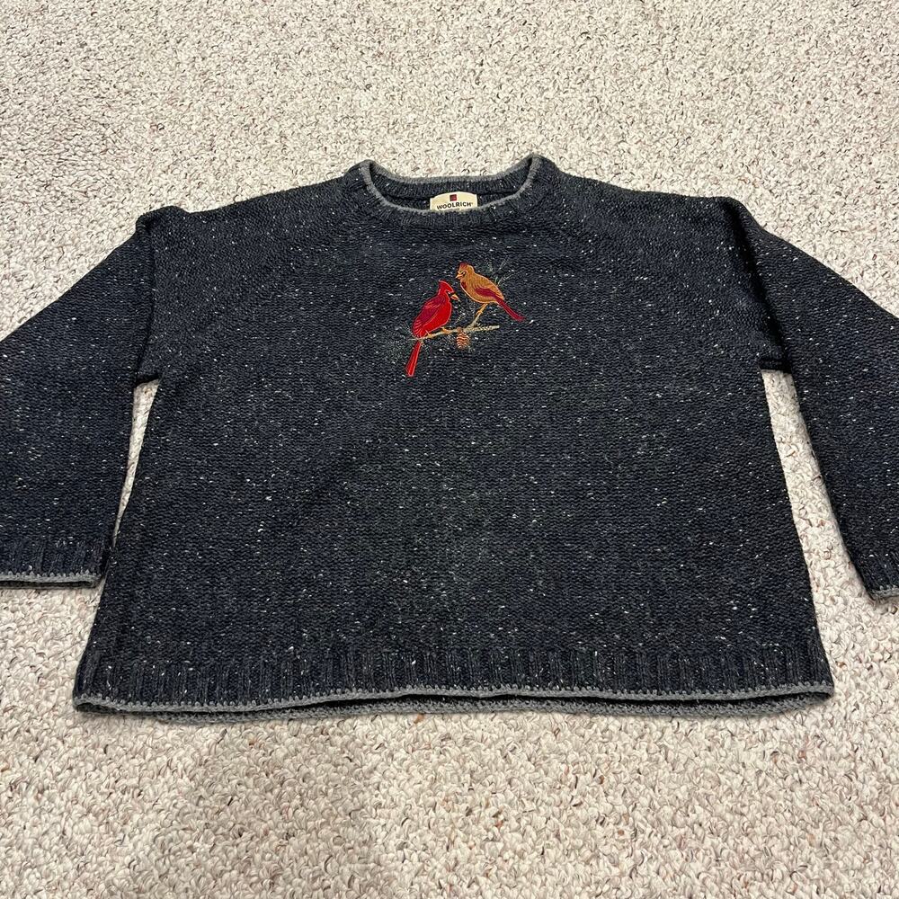 Woolrich Embroidered Sweater Sz XL Petite Cardinal Holiday Christmas Wool Blend